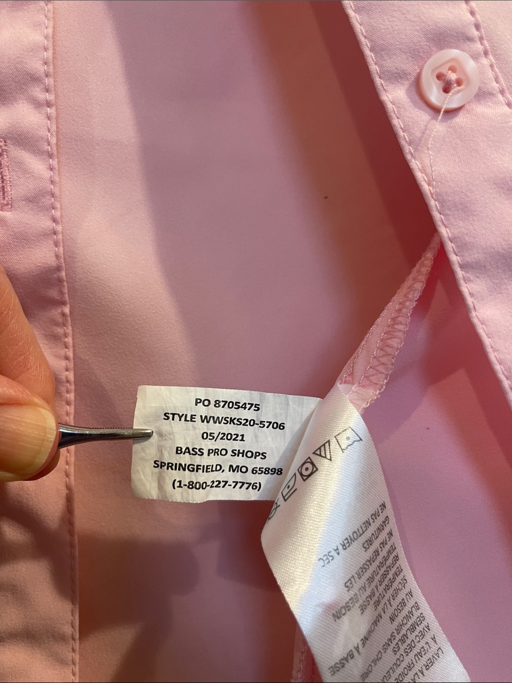 Girls' Light Pink Button-Front Shirt by Bass Pro Shop - Picture 8 of 8